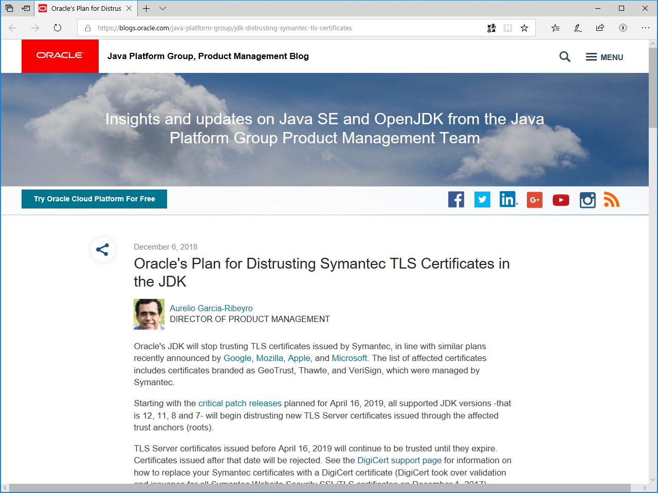 公式ブログ“Oracle Java Platform Group, Product Management Blog”