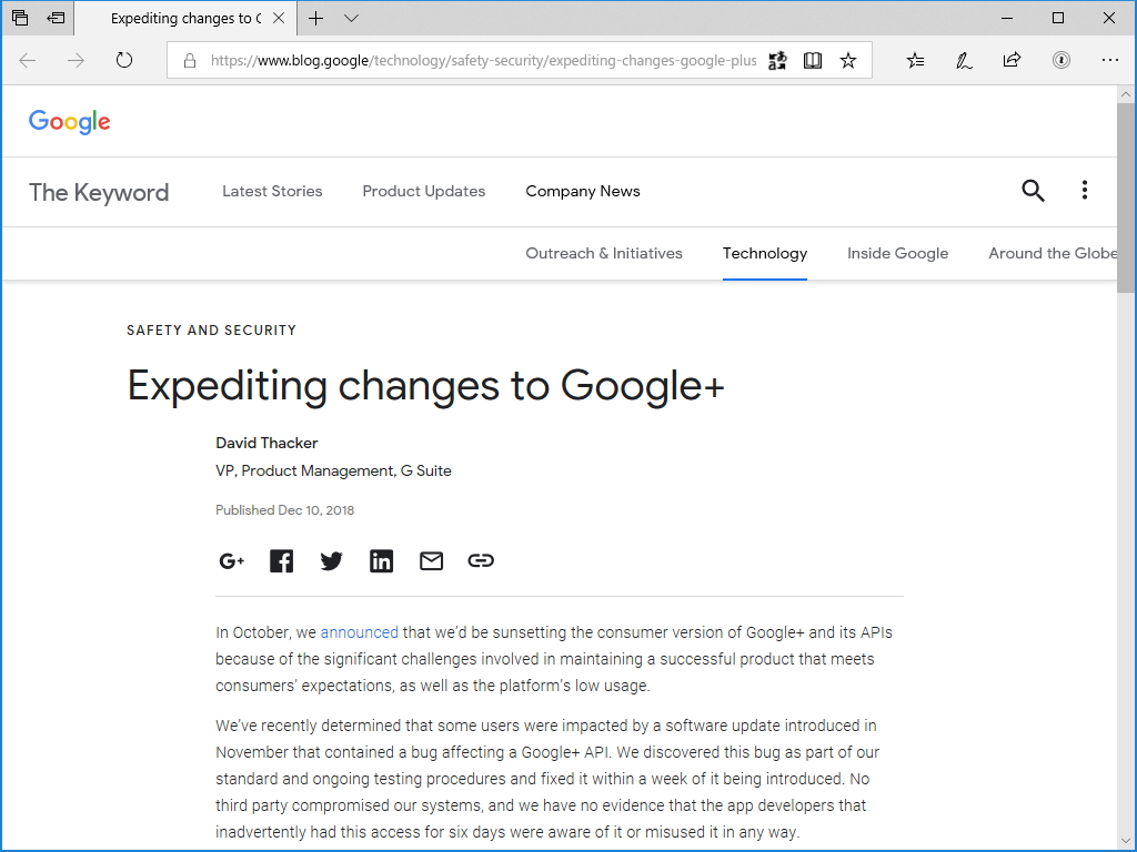 Googleによるアナウンス