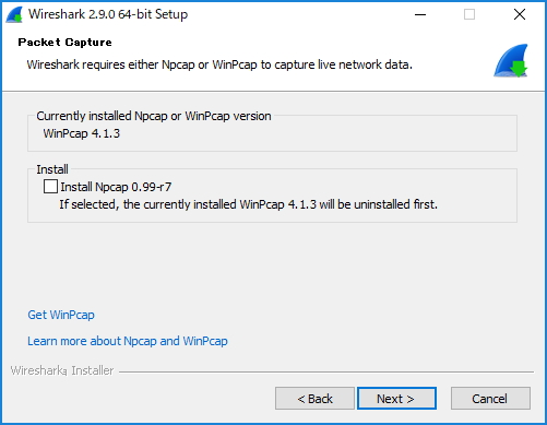 Windows版インストーラーには「WinPcap」に代わり「Npcap」が付属
