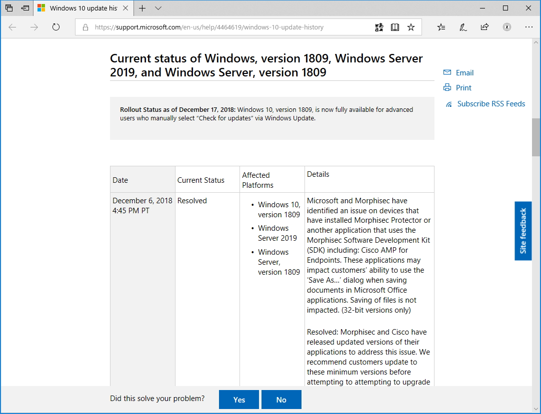 「Windows 10 October 2018 Update」の提供範囲が拡大、すべての“上級ユーザー”が対象に