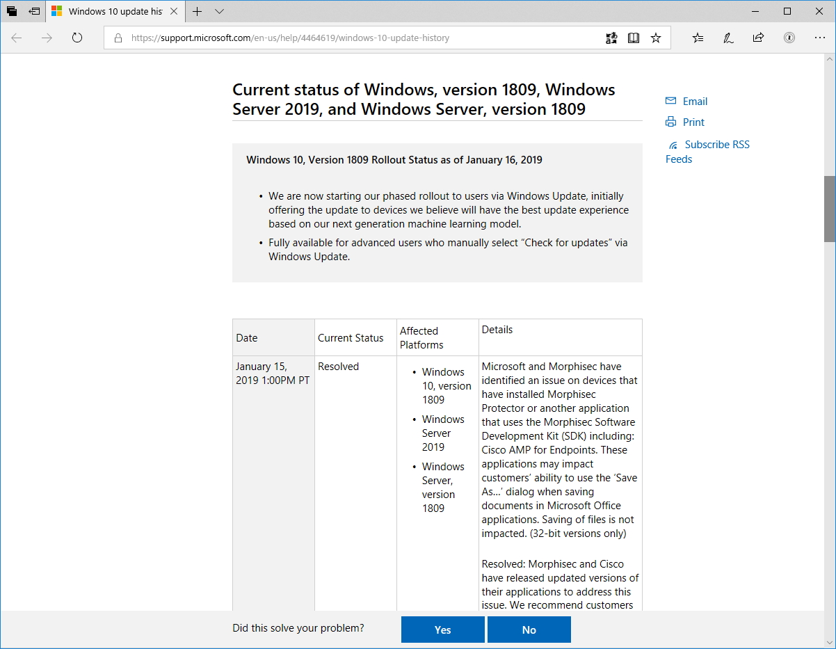 同社のサポートページ