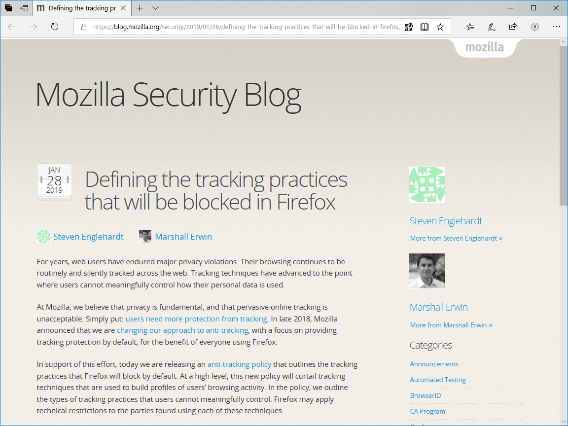 公式ブログ“Mozilla Security Blog”