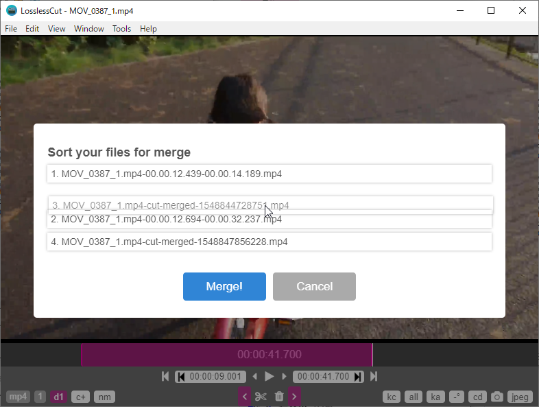 結合の順番を指定すればファイルを結合可能