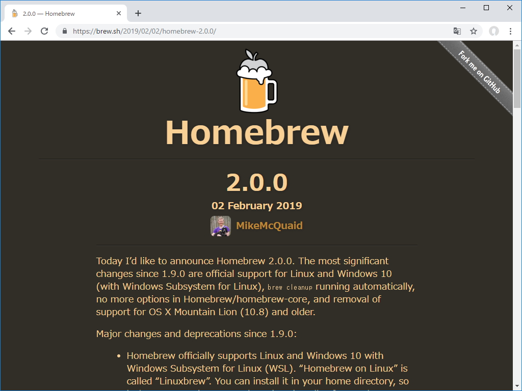 「Homebrew 2.0.0」が公開