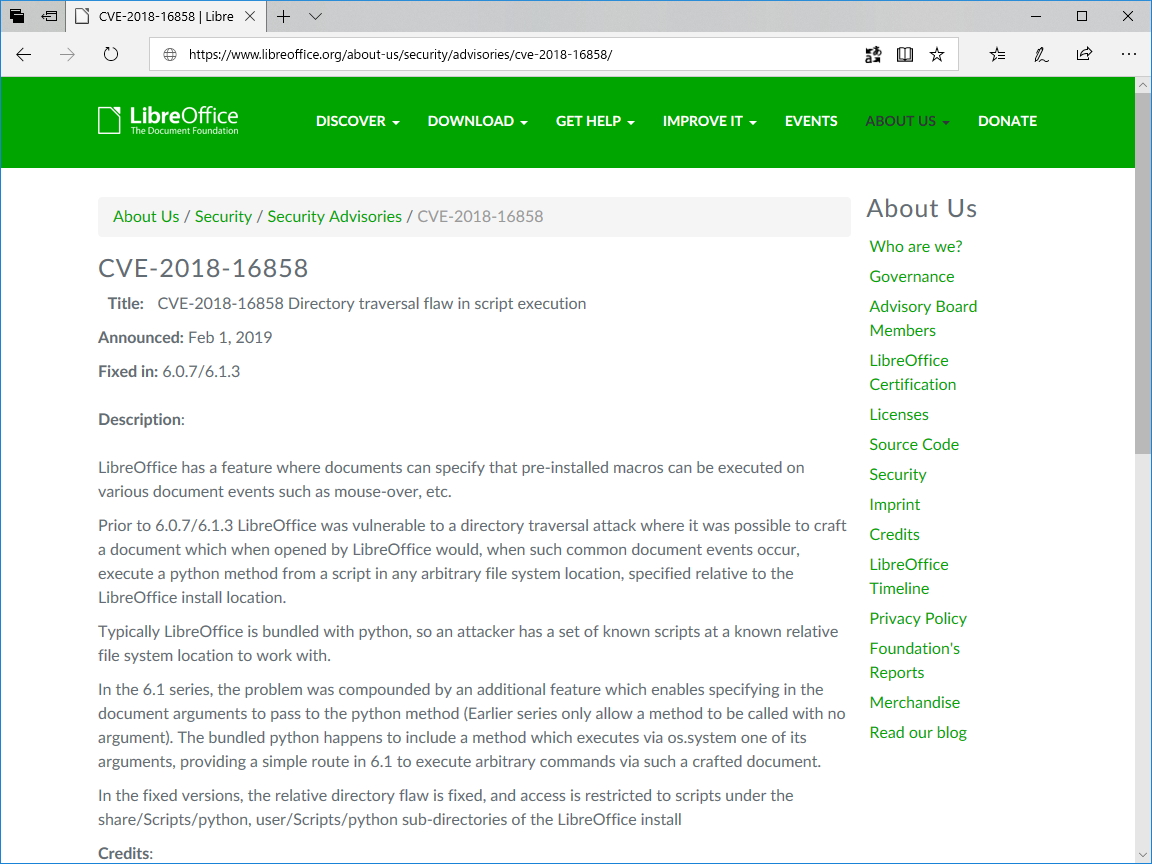 TDFが公開したセキュリティ情報