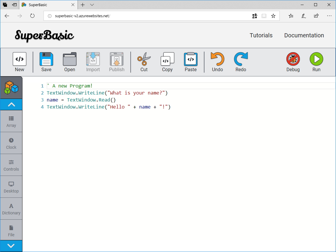 “Small Basic Online 1.0”がプレビュー公開