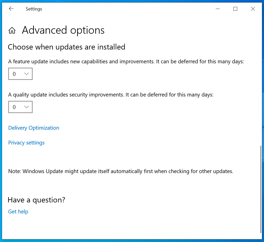 「Windows 10 バージョン 1903」における“Windows Update”の詳細オプション