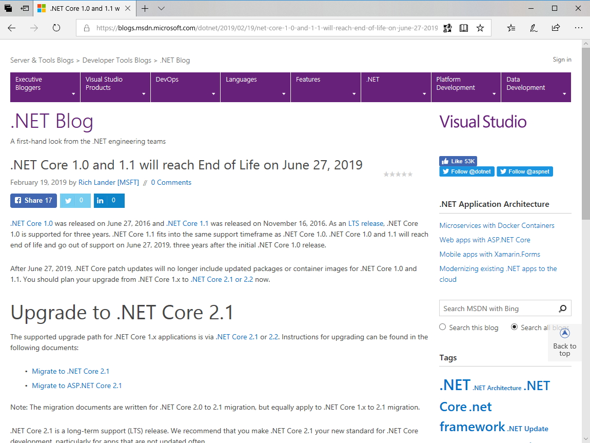公式ブログ“.NET Blog”
