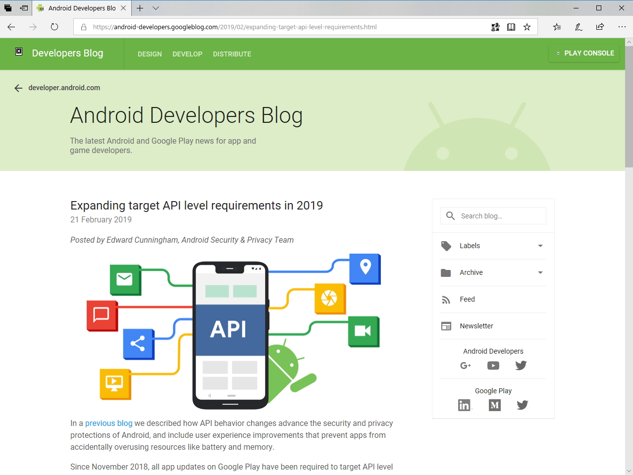 公式ブログ“Android Developers Blog”