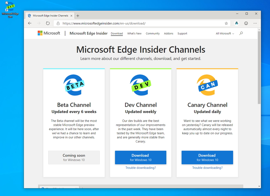 新しい「Microsoft Edge」は「Google Chrome」などと同様、複数の開発チャンネルで提供される