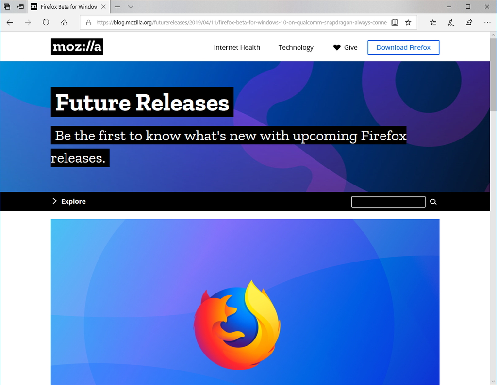 Mozillaの公式ブログ“Future Releases”