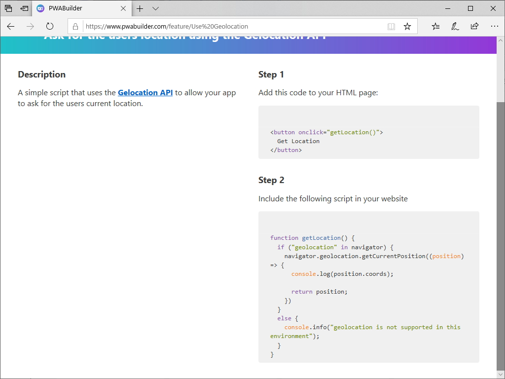 位置情報やクリップボード、“Microsoft Graph”といった機能をスニペットで簡単にWebサイトへ追加できる