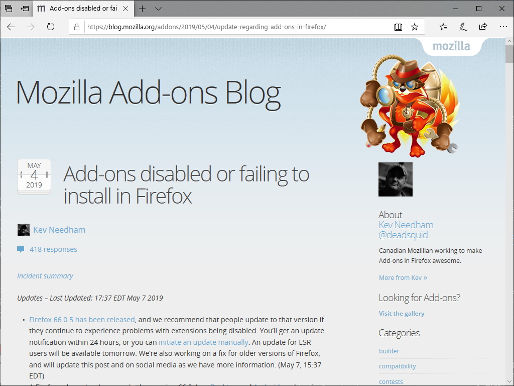 公式ブログ“Mozilla Add-ons Blog”
