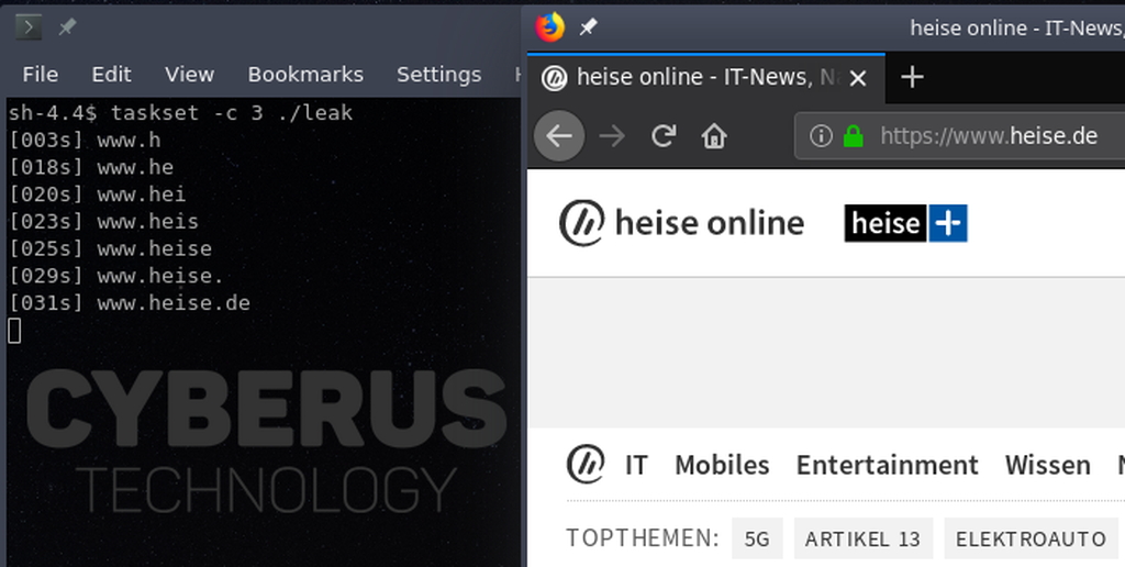 “ZombieLoad”攻撃のデモ