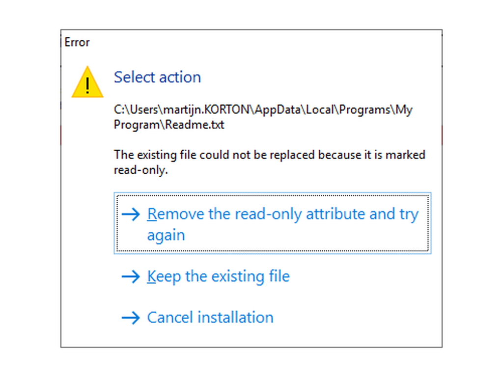 従来の［中止］［再試行］［無視］ボタンが並んだダイアログよりもわかりやすいタスクダイアログを導入