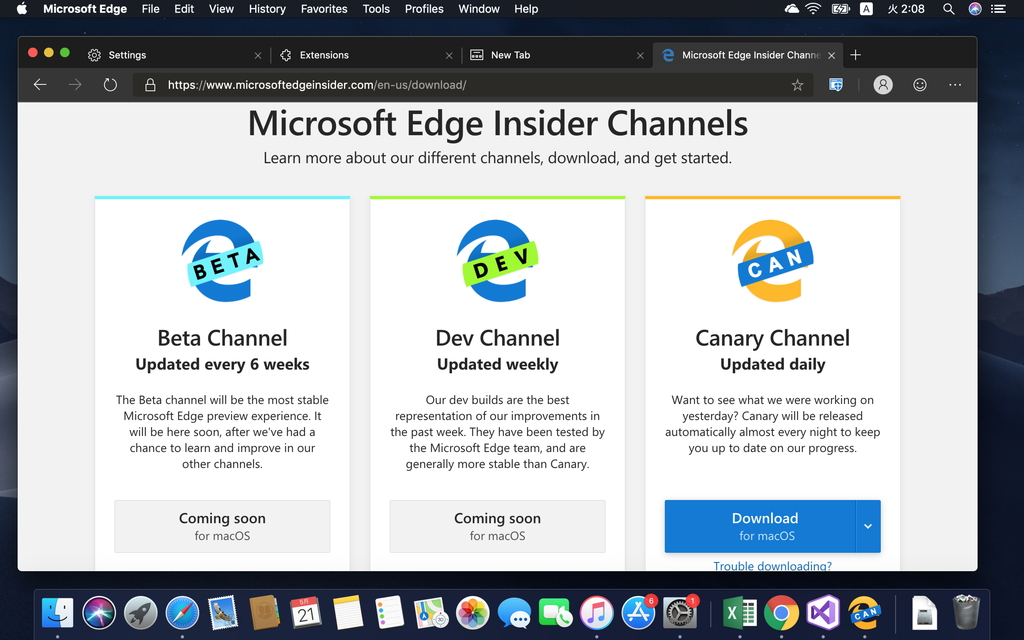 Mac版「Microsoft Edge」が“Canary”チャンネルでリリース