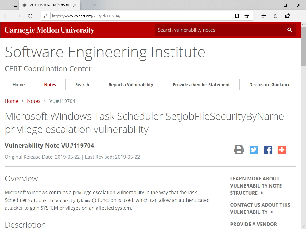 CERT/CCの脆弱性レポート（VU#119704）