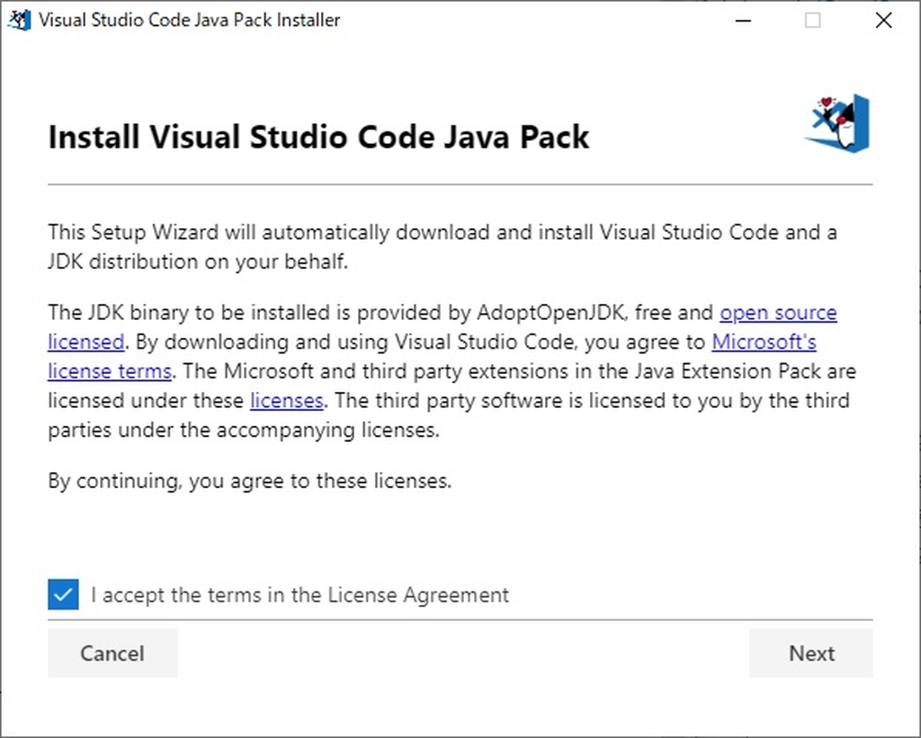 「Visual Studio Code Installer for Java」v0.1.0