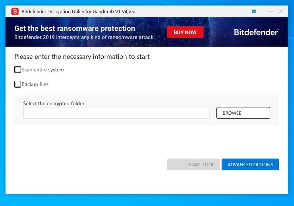 「Bitdefender Decryption Utility for GandCrab V1,V4,V5 Decryptor」