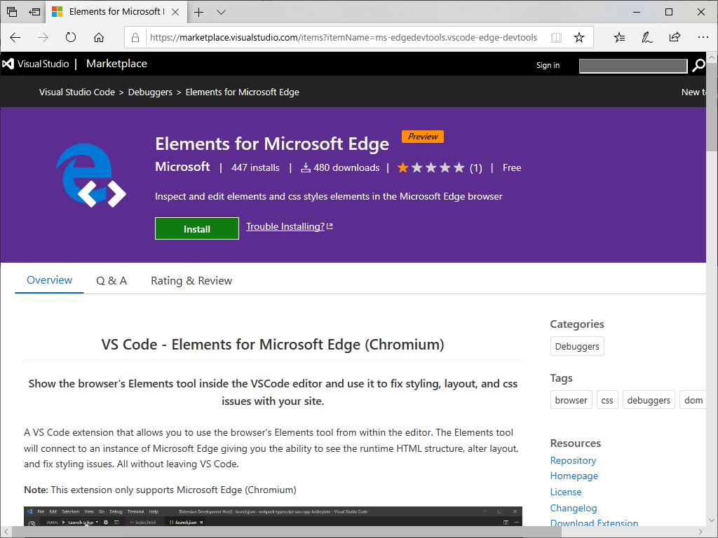 「Elements for Microsoft Edge」v1.0.0