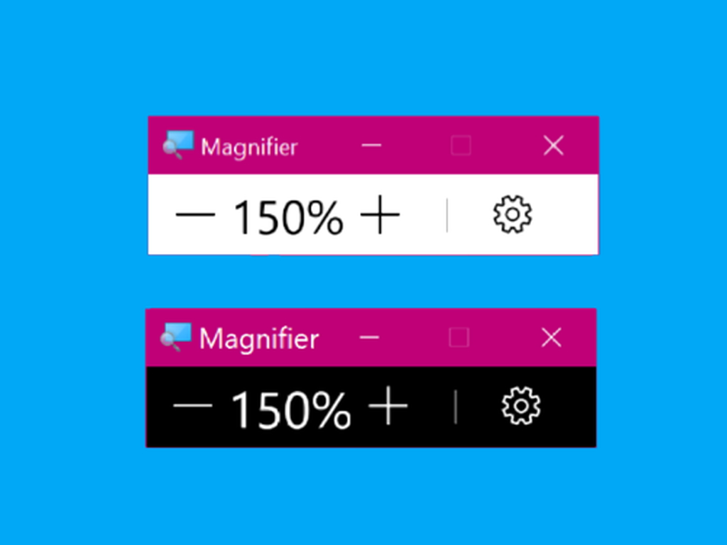 「拡大鏡」アプリ（標準設定と“ダーク モード”＋テキストサイズ125％）