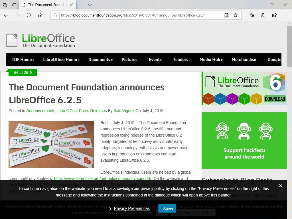 The Document Foundation、「LibreOffice 6.2.5」を公開
