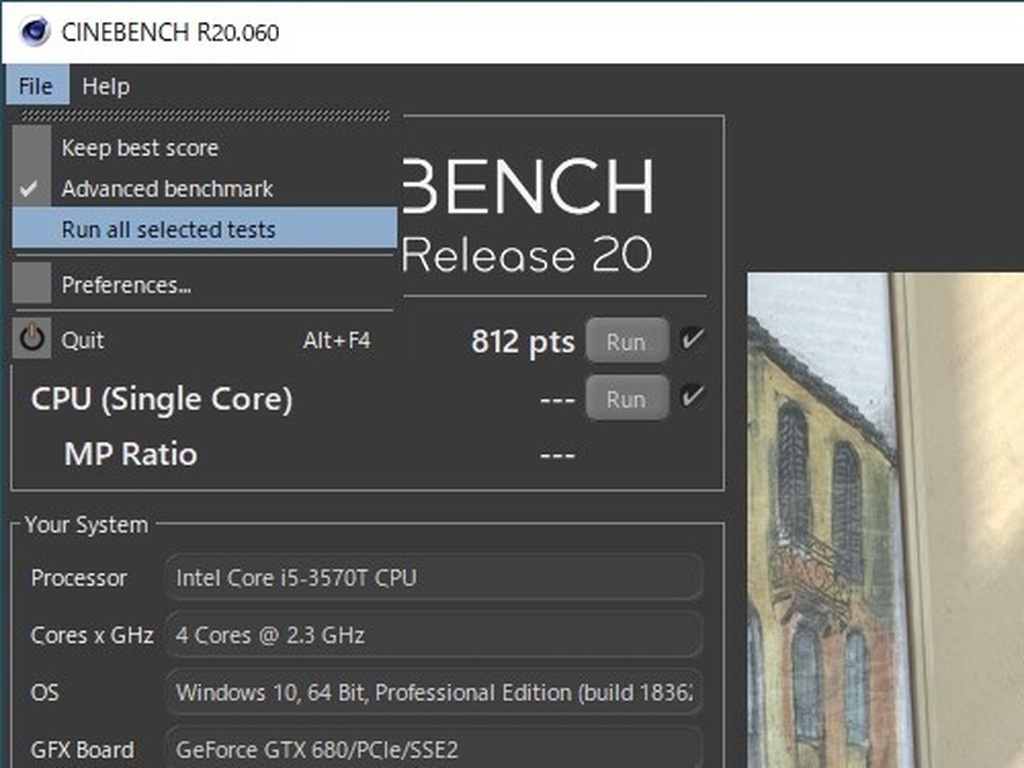 ［File］－［Advanced benchmark］オプションを有効化すると、シングルコアのテストを追加で実施することが可能