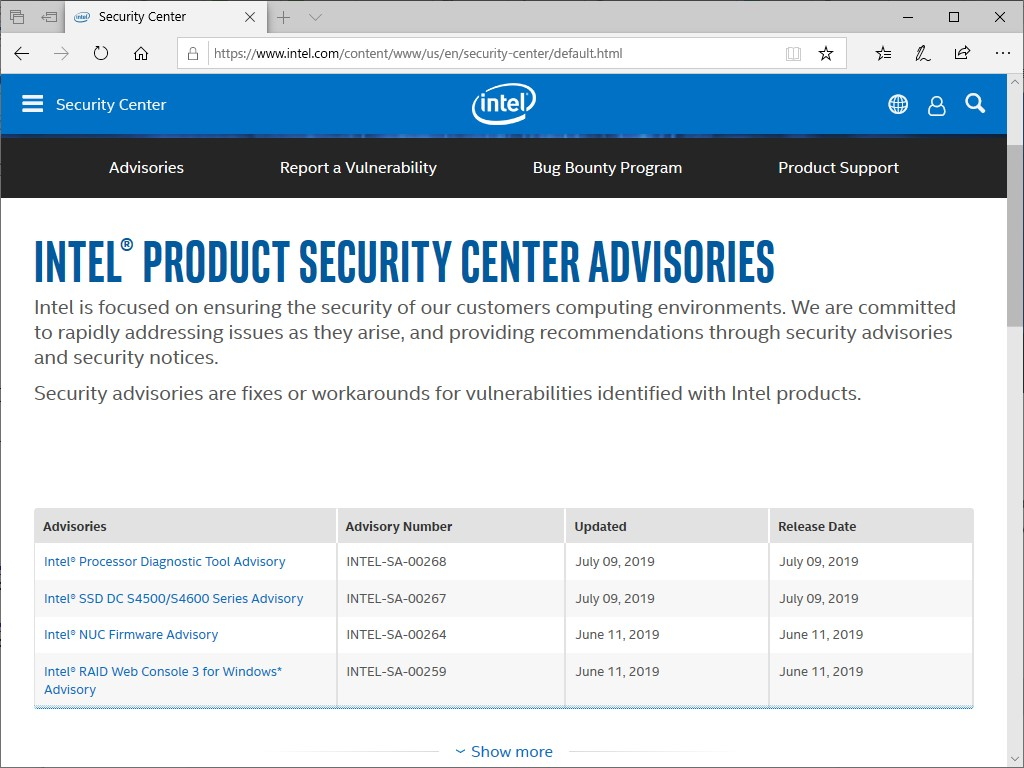 Intel製品に複数の脆弱性、セキュリティアドバイザリが公開