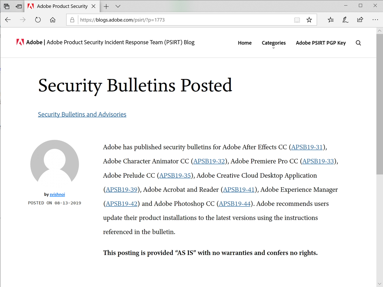 Adobe Systems、月例セキュリティ情報を発表