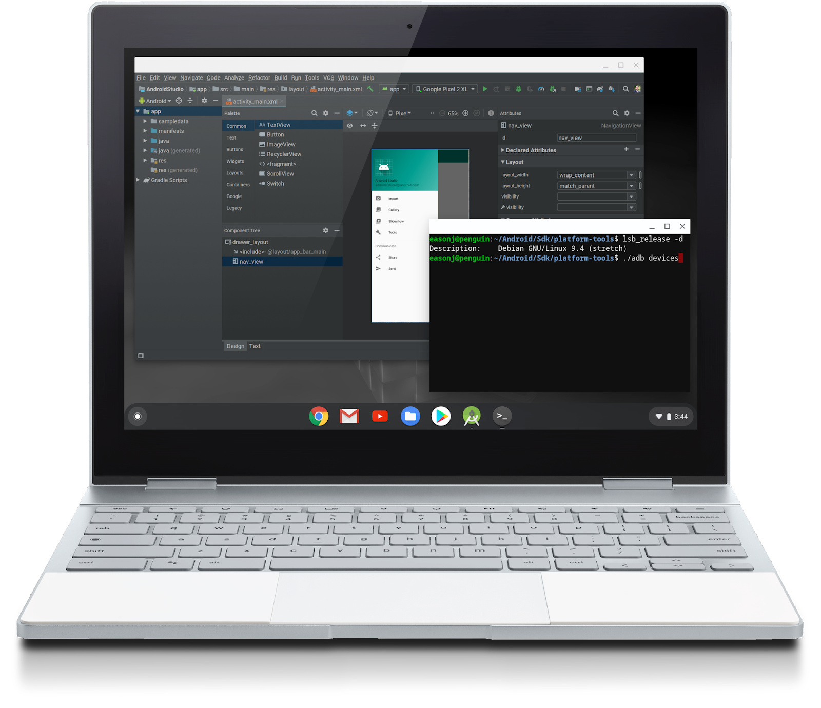 Chrome OSで動作する「Android Studio」
