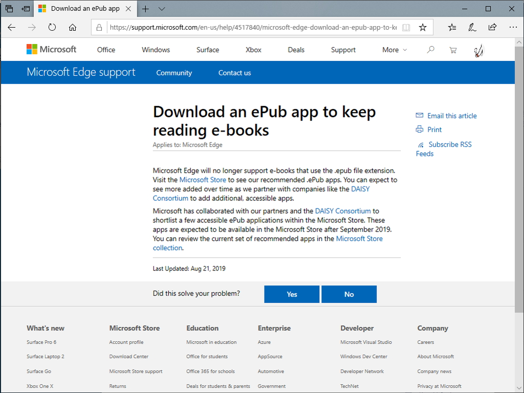 同社のサポートページ