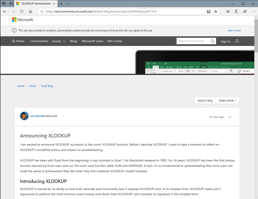 Microsoft、新しいExcel関数「XLOOKUP」を発表
