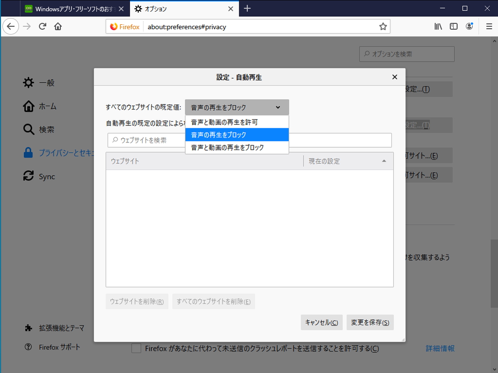 自動再生オプション