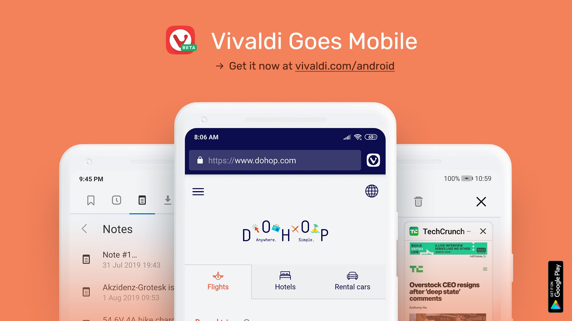 「Vivaldi Android」ベータ版