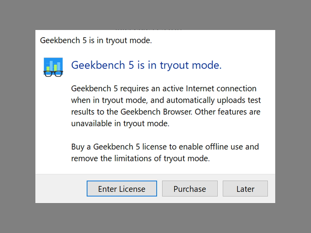 “Geekbench Browser”へスコアを自動共有するトライアウトモードであれば無償で利用可能