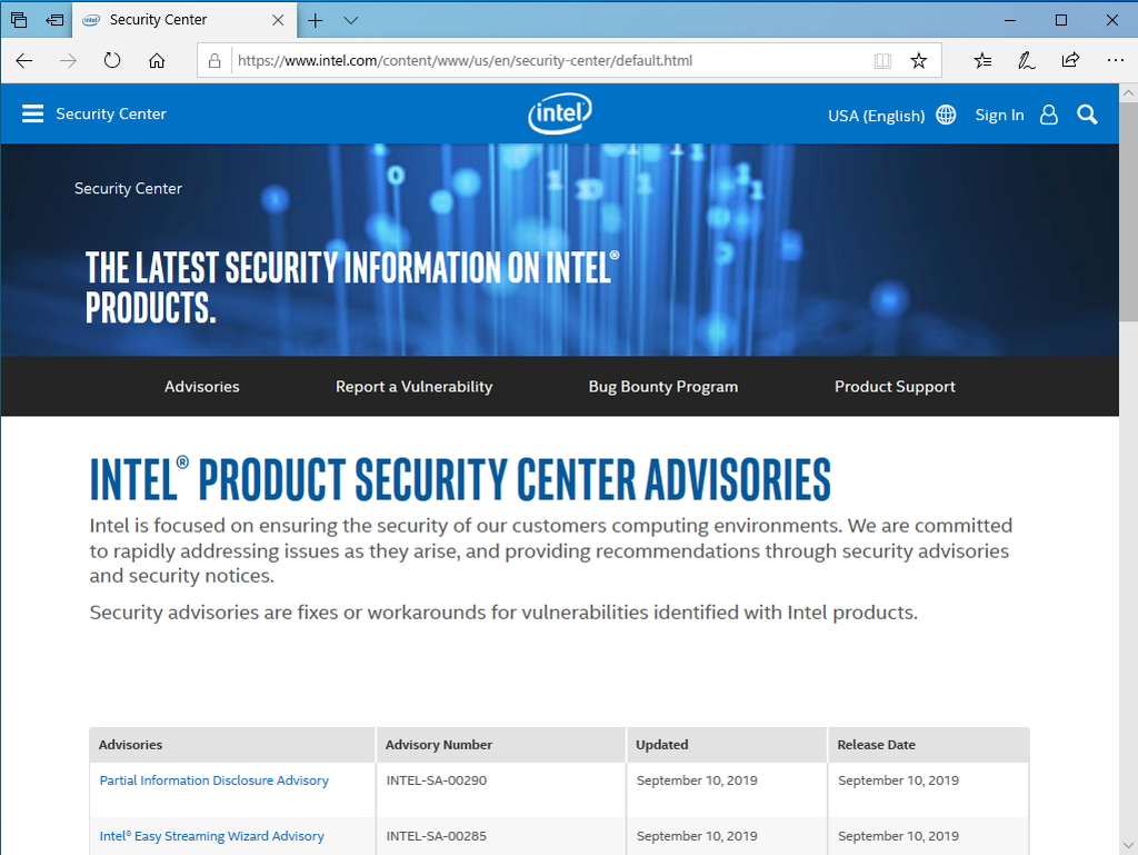 Intel製品に複数の脆弱性、セキュリティアドバイザリが公開