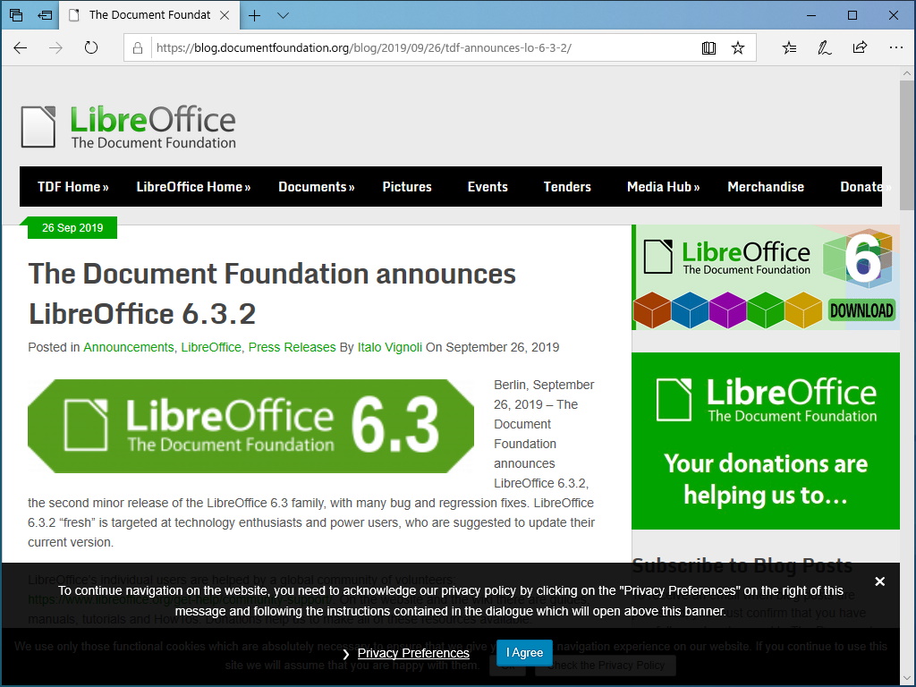 The Document Foundation、「LibreOffice 6.3.2」を公開