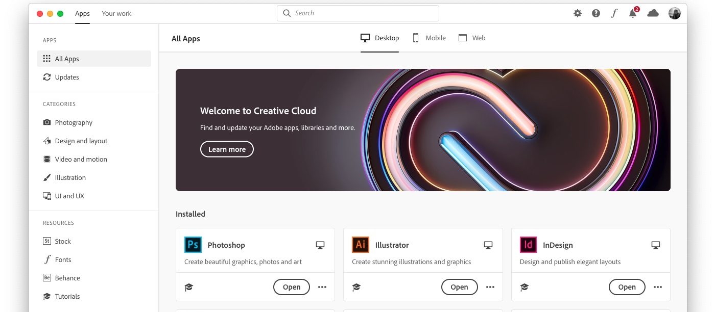 Adobe、新しい「Adobe Creative Cloud」デスクトップアプリを発表