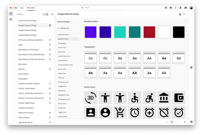 直感的なフルクリーンインターフェイスが搭載した“Creative Cloud Libraries”