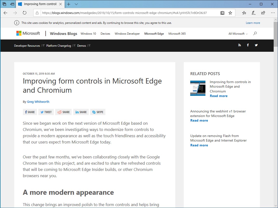 公式ブログ“Microsoft Edge Blog”
