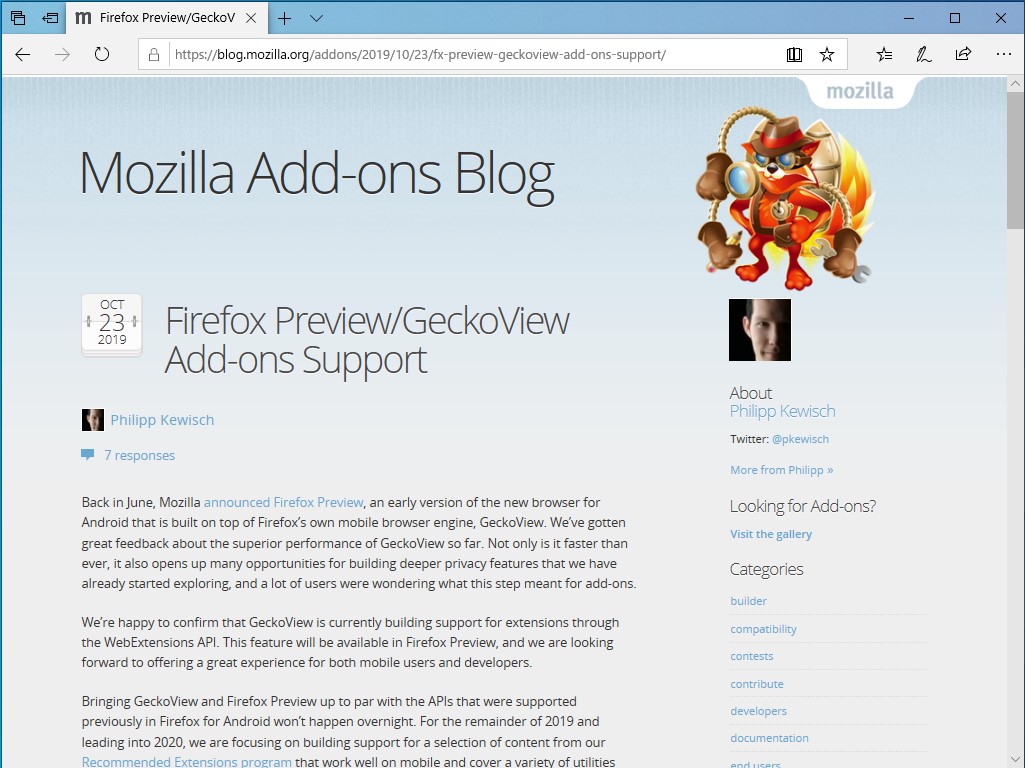 公式ブログ“Mozilla Add-ons Blog”