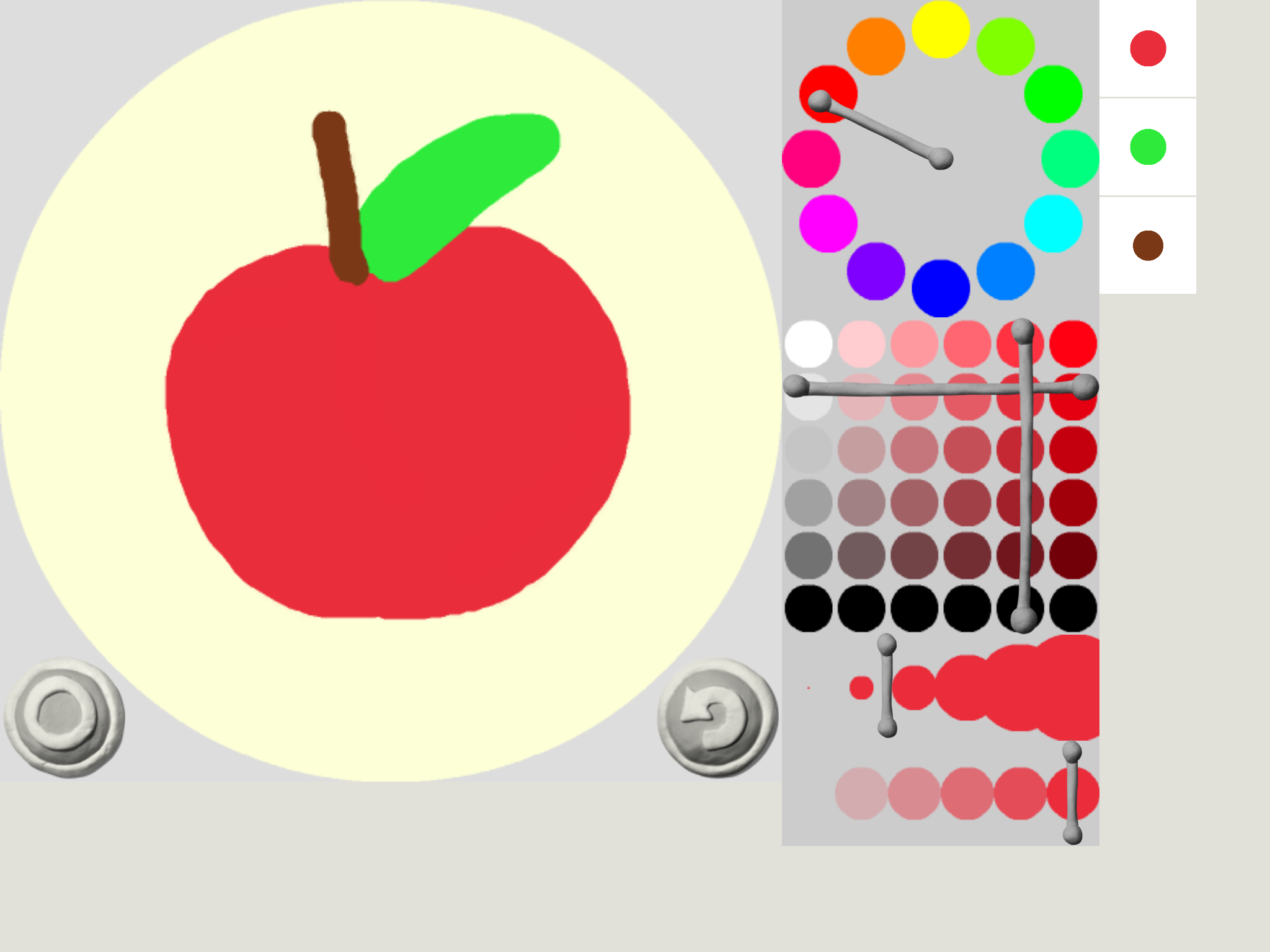 描画画面。色や筆の太さを直感的に選べる