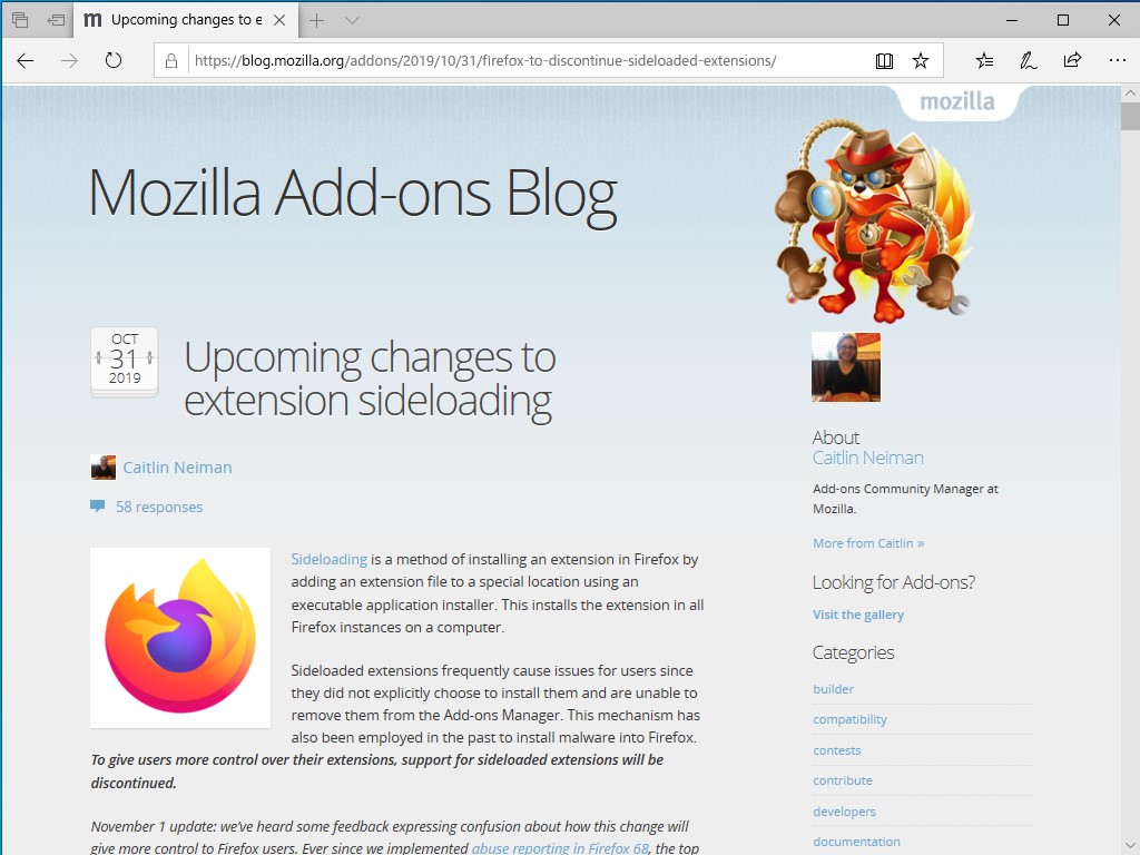 公式ブログ“Mozilla Add-ons Blog”
