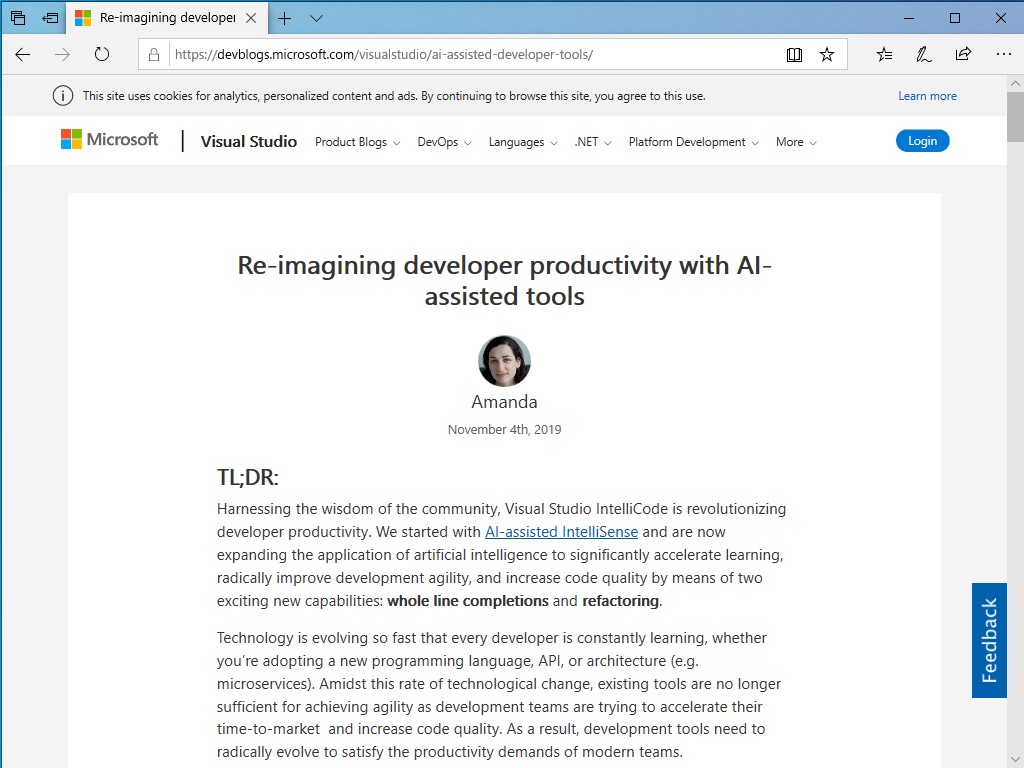 公式ブログ“Visual Studio Blog”