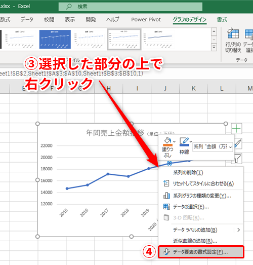 Excel 折れ線グラフで予想値の部分をわかりやすく表現したい エクセルでグラフの一部を点線にする方法 いまさら聞けないexcelの使い方講座 窓の杜