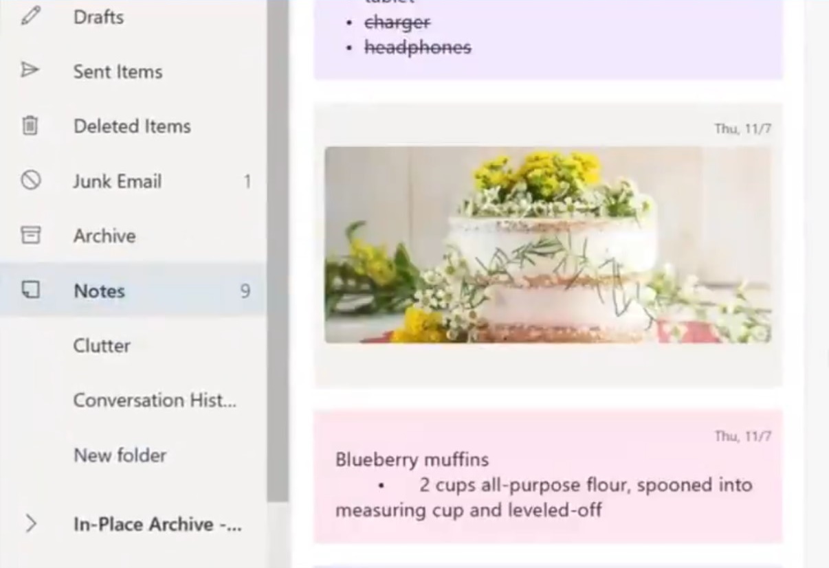Windows 10標準の付箋アプリが“Outlook on the web”に統合、メールと一緒に読み書き可能に
