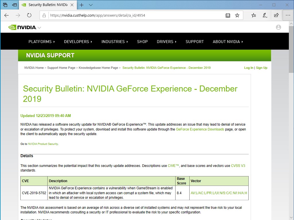 同社が公開したセキュリティ情報