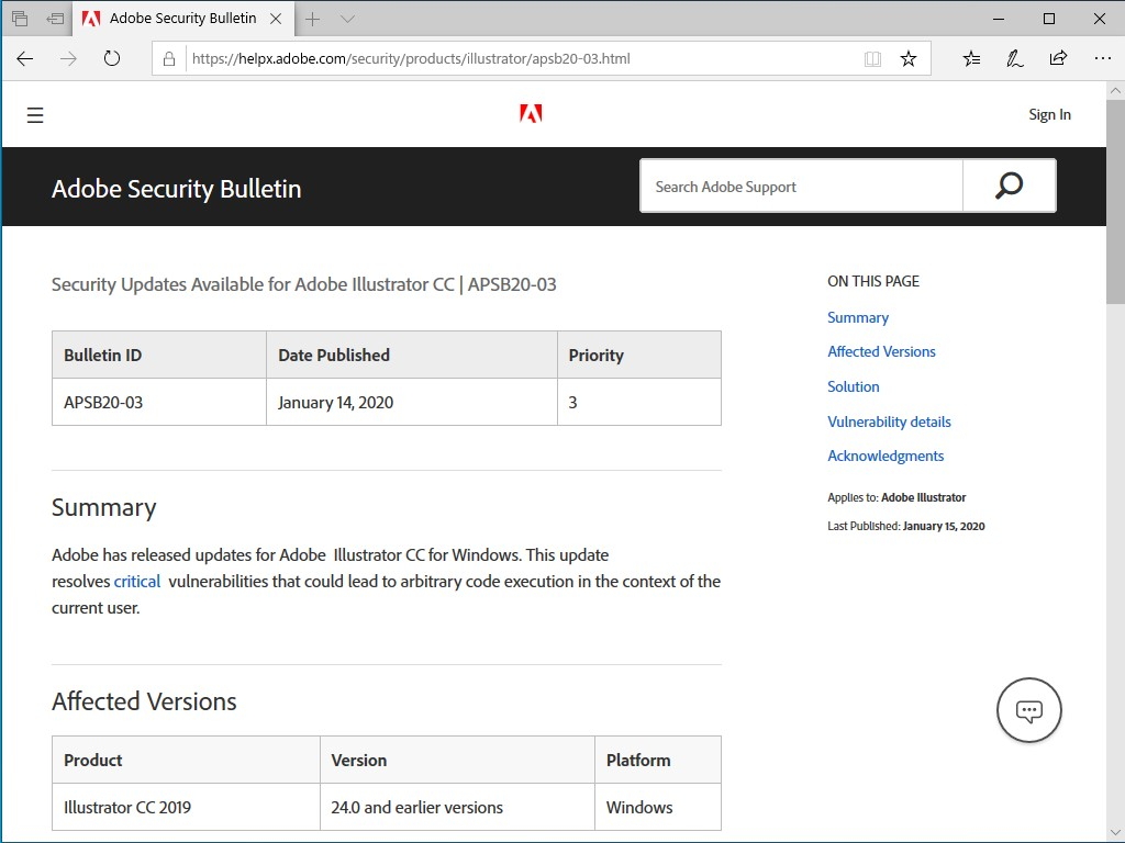 Adobe Systems、月例セキュリティ情報を発表
