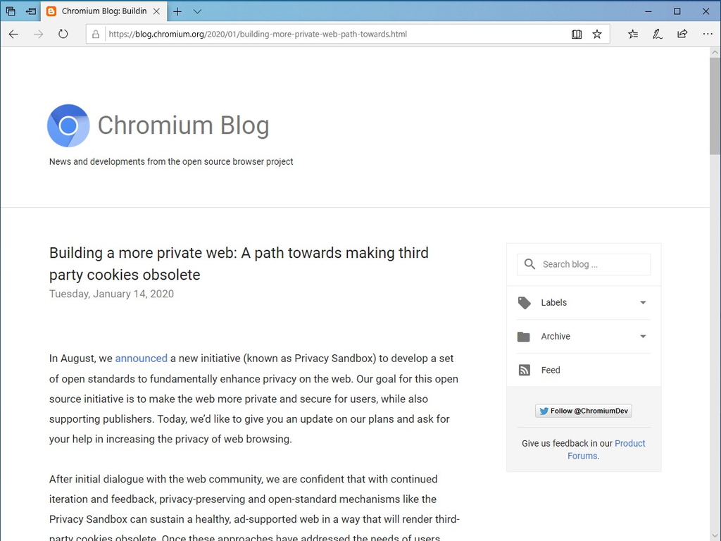 公式ブログ“Chromium Blog”