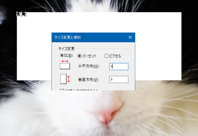 2. サイズ変更（［Ctrl］＋［W］キー）で5％くらいに縮小します。